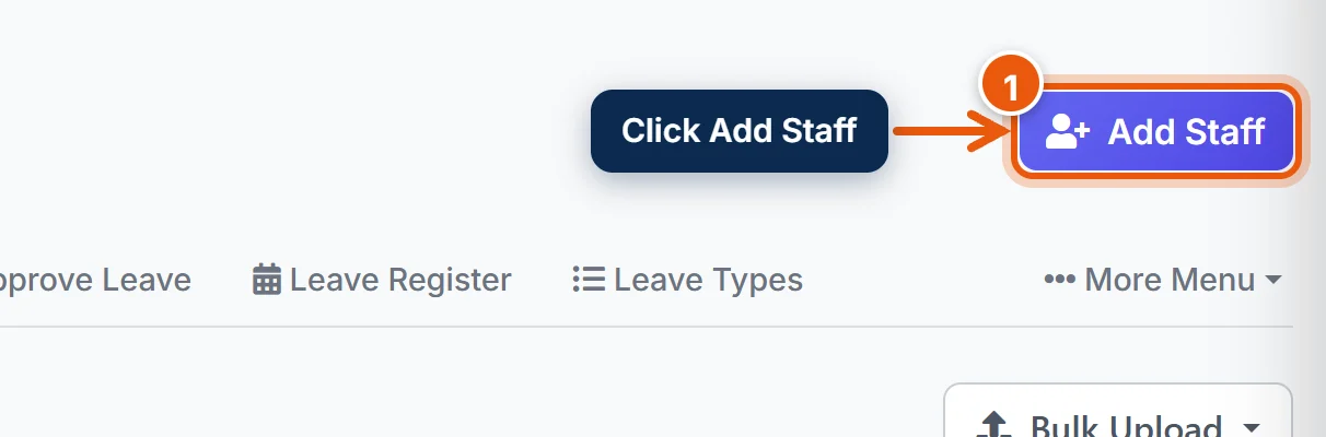 Click Add Staff at the top right
